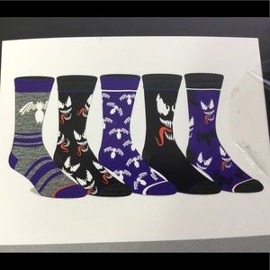 Marvel Venom Mens Crew Socks 5 Pair Shoe Size 8-12